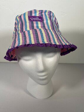 Uv Skinz Girl's Bucket Hat Size 4T UPF 50+ Reversible Rainbow Purple Blue Pink